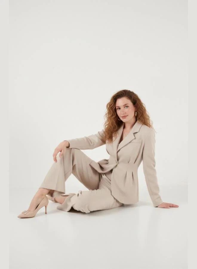 Lela Lela Slim Fit Wrap Collar Pleated Waist-Fitting Women'S Suit Set 6928884